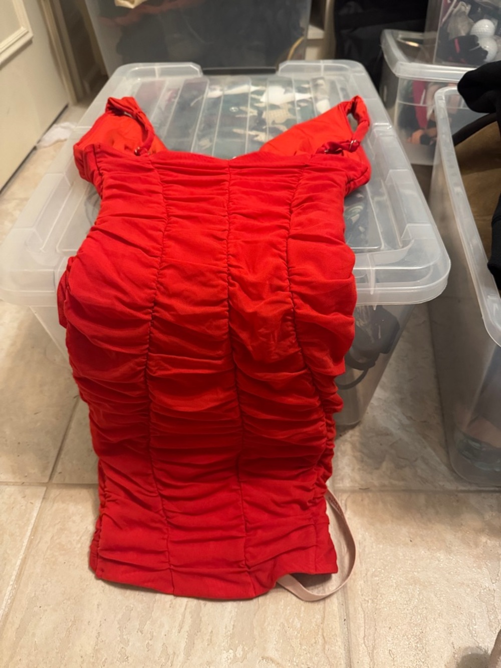 Oh Polly Red Ruched Mini Dress